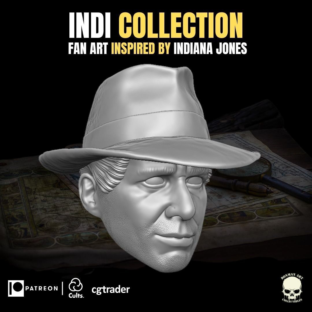 Indi Collection Fan Art Head for Action Figures 3D print model_7