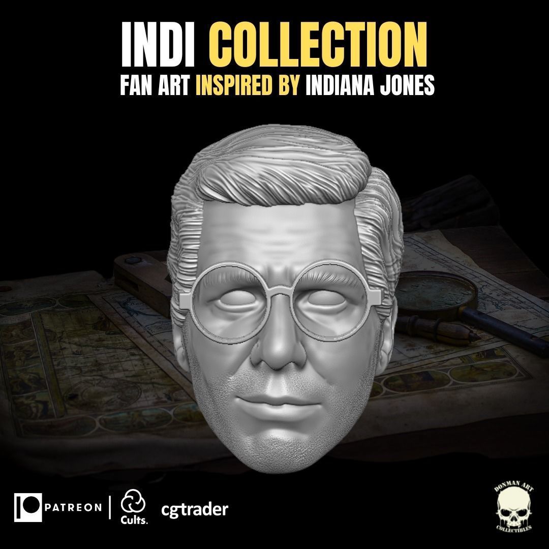 Indi Collection Fan Art Head for Action Figures 3D print model_5