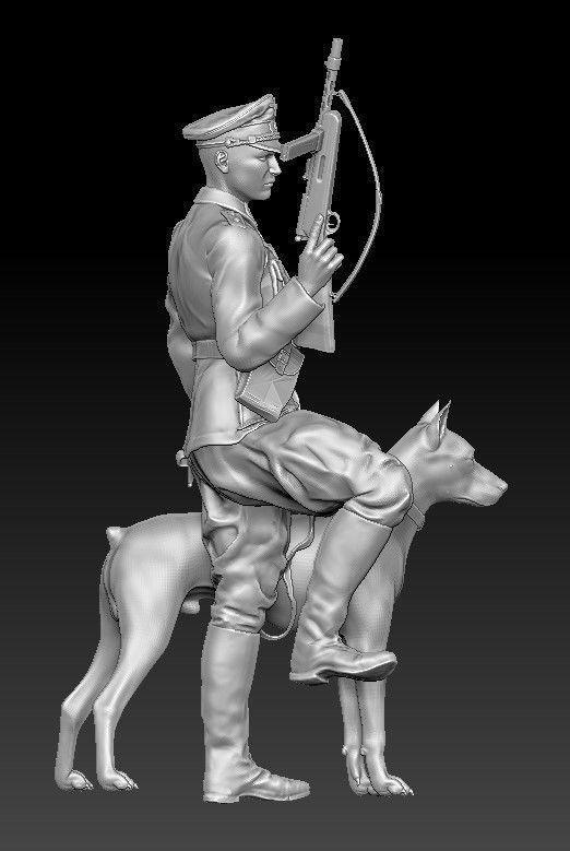 ww2 Ger Officer with dog1-35 3D print model_2