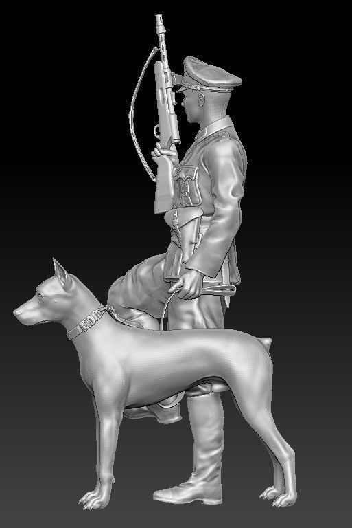 ww2 Ger Officer with dog1-35 3D print model_1