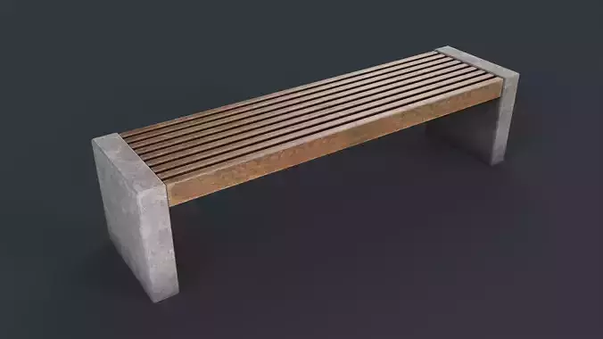 Modern Outdoor Bench 35 PBR Game Ready Low-poly 3D model