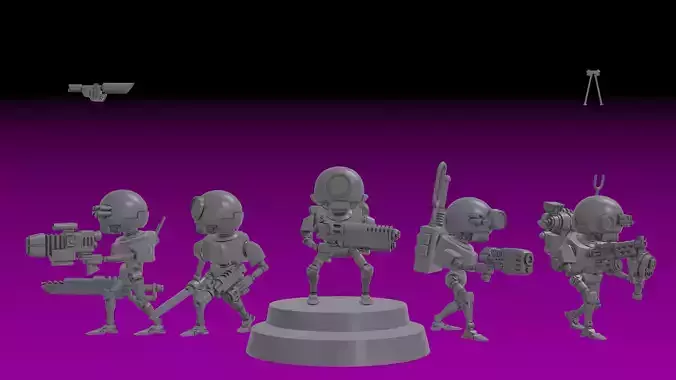 ENGINE CULT SERVOCORES - ASSISTANT DROID SQUAD -MONOPOSE- 28mm 3D print model