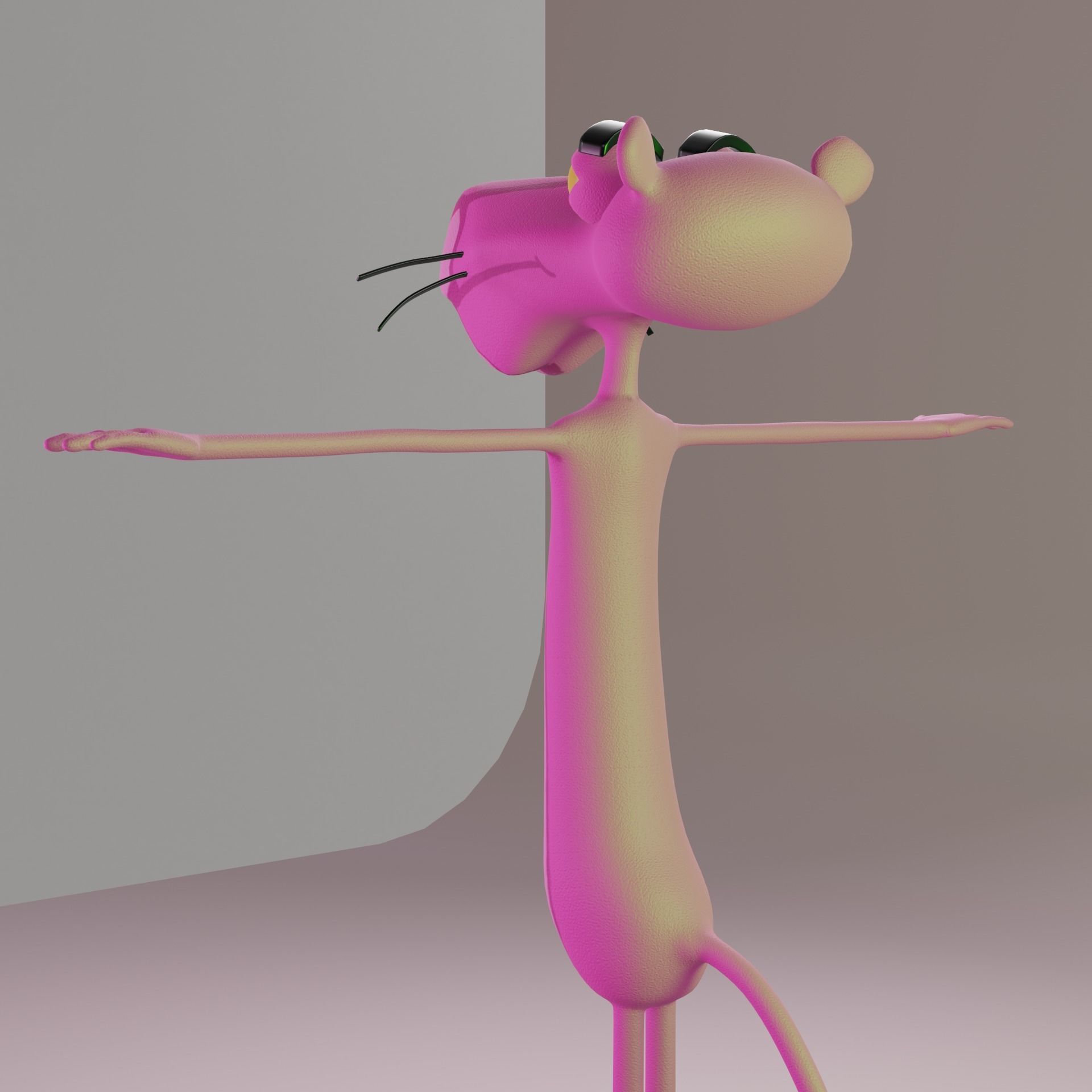 pink panther character Low-poly 3D model_9