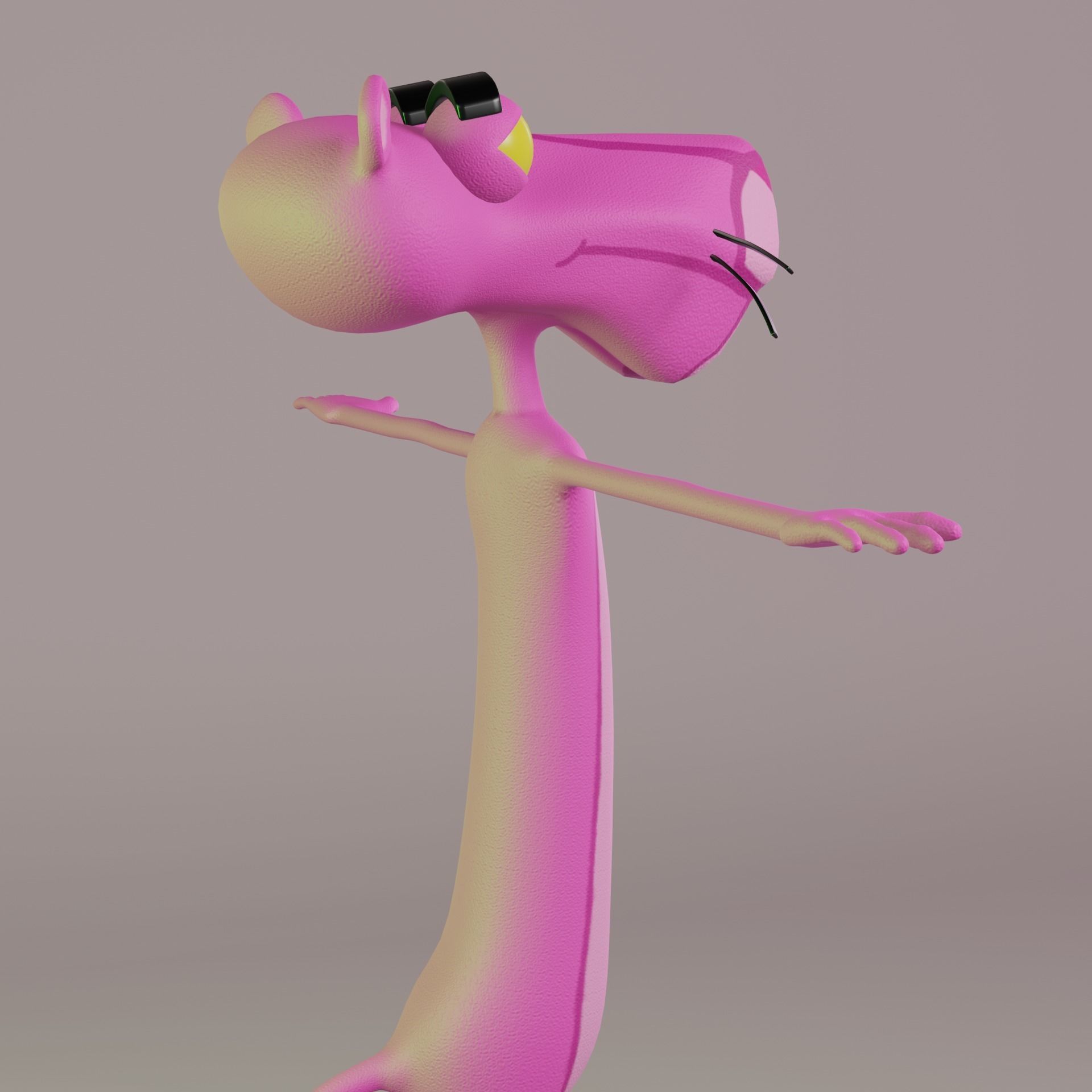 pink panther character Low-poly 3D model_10