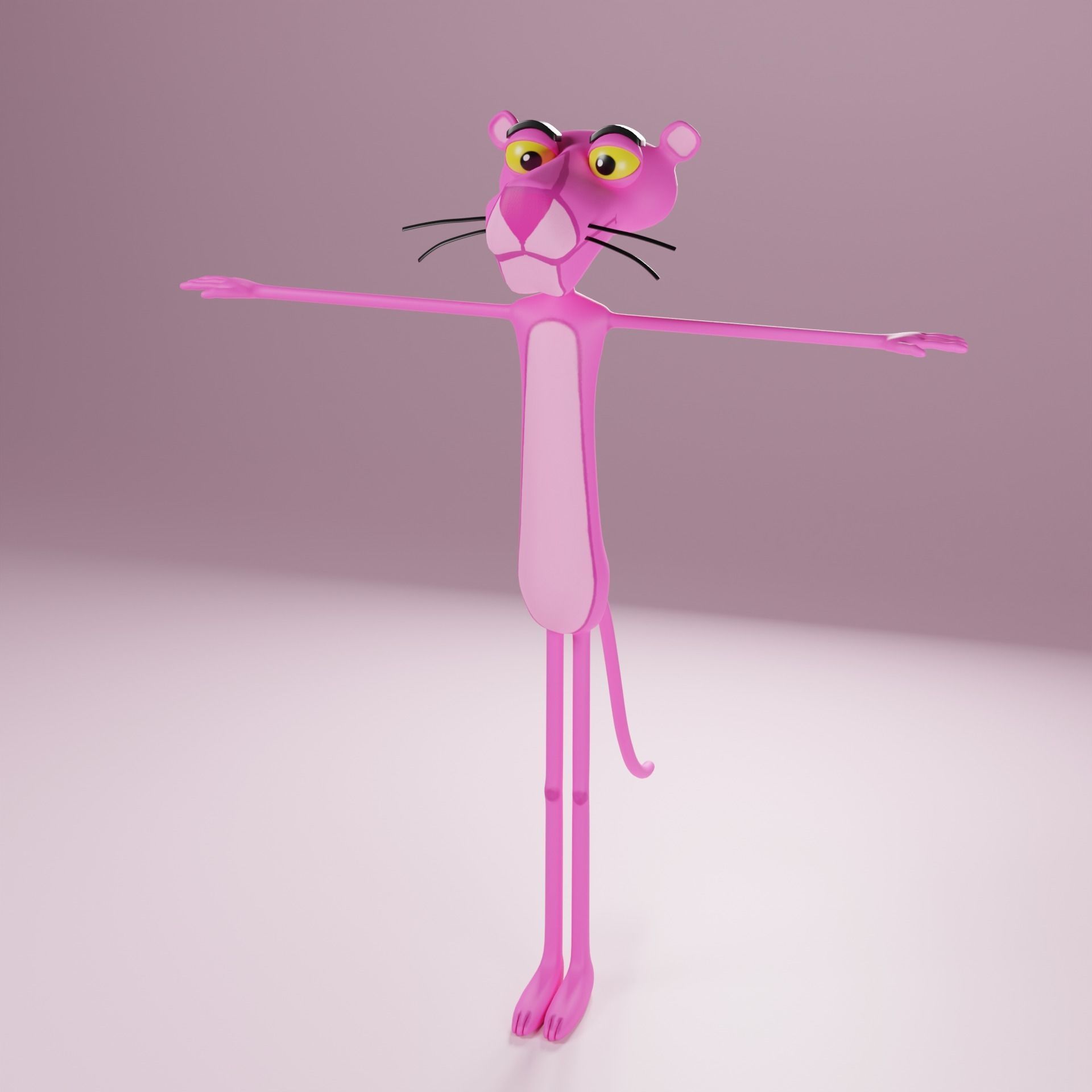 pink panther character Low-poly 3D model_2