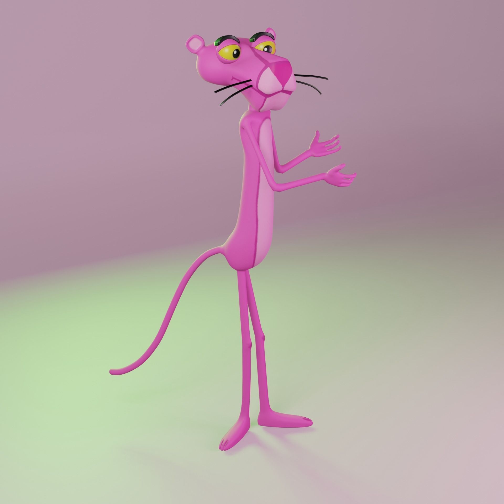 pink panther character Low-poly 3D model_4