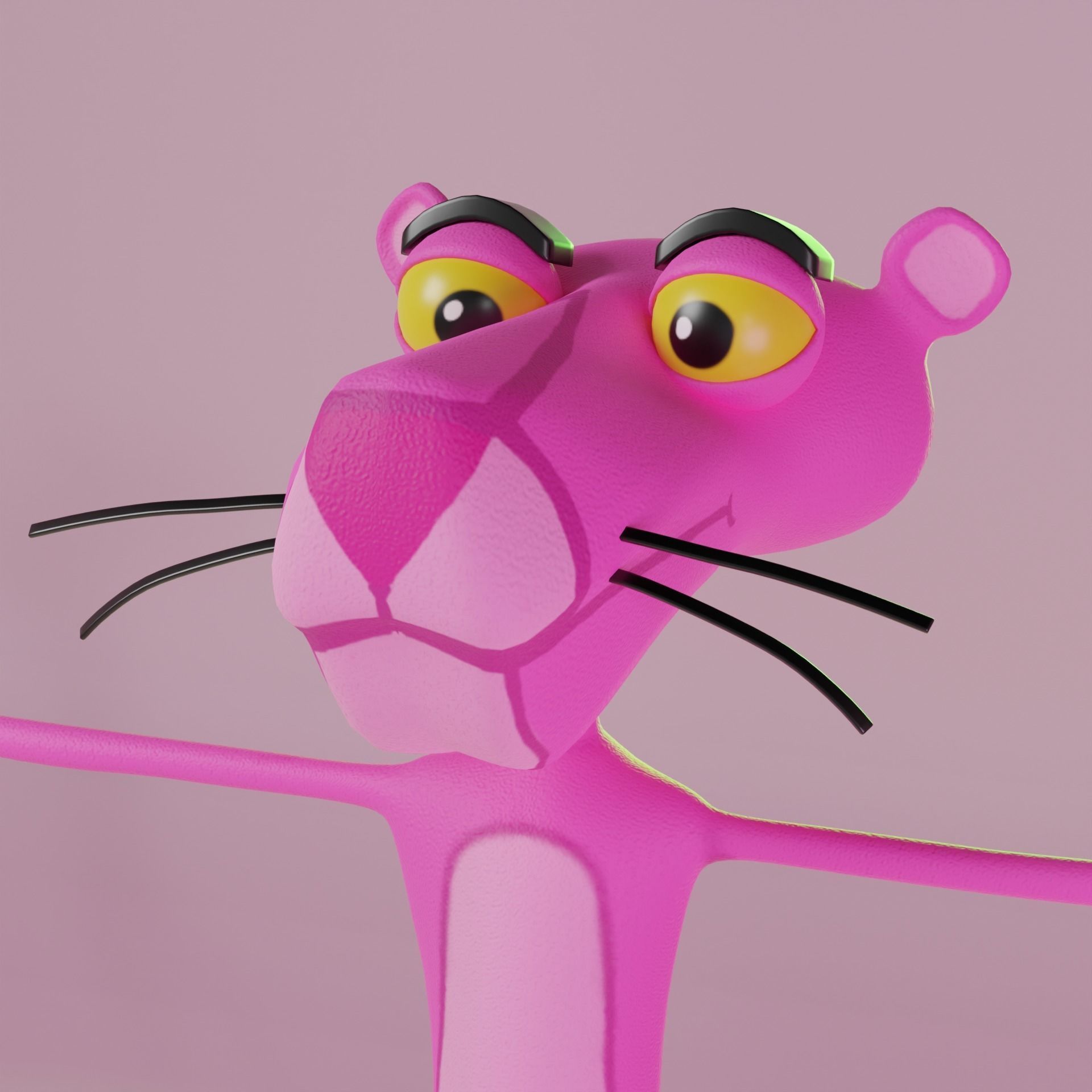 pink panther character Low-poly 3D model_6