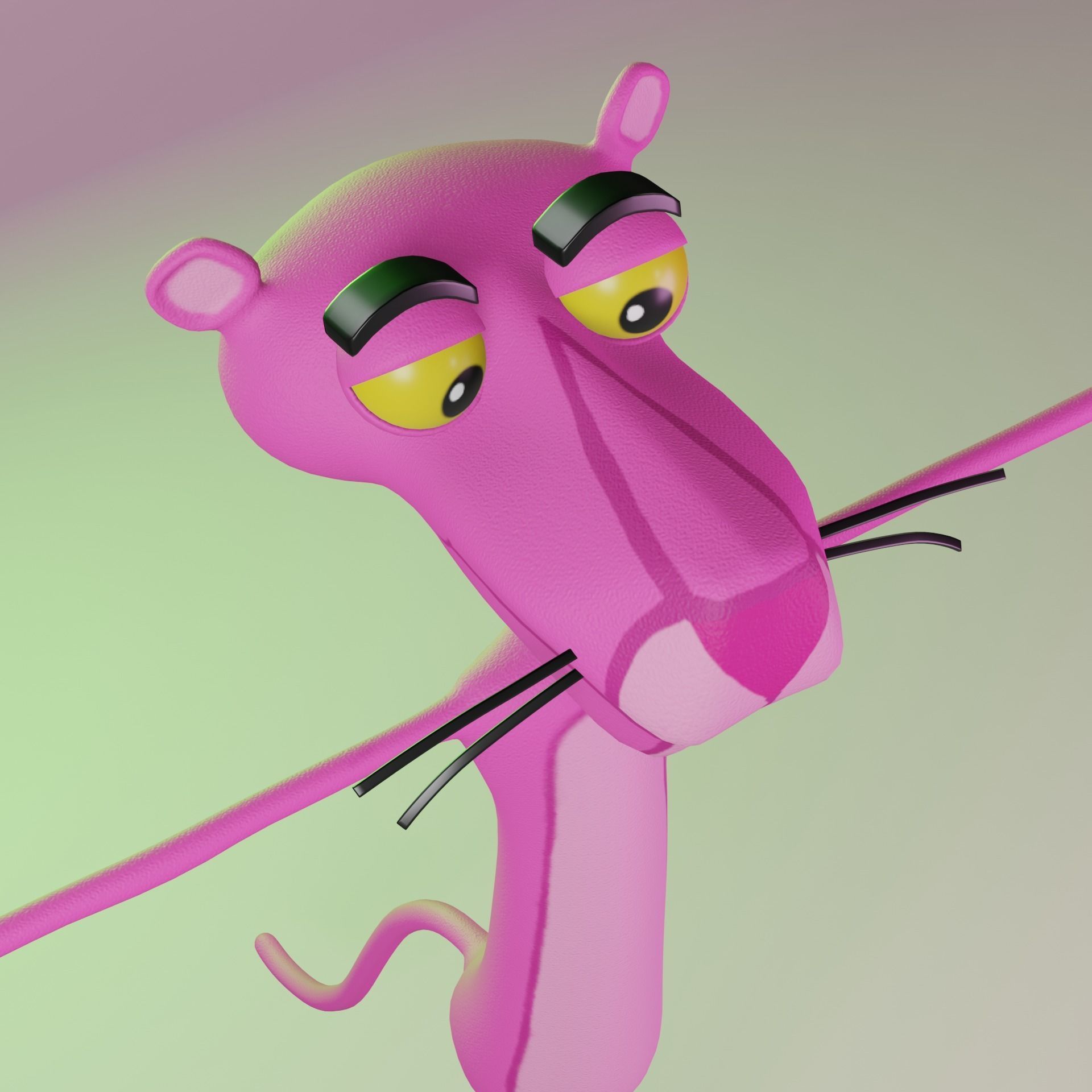pink panther character Low-poly 3D model_8