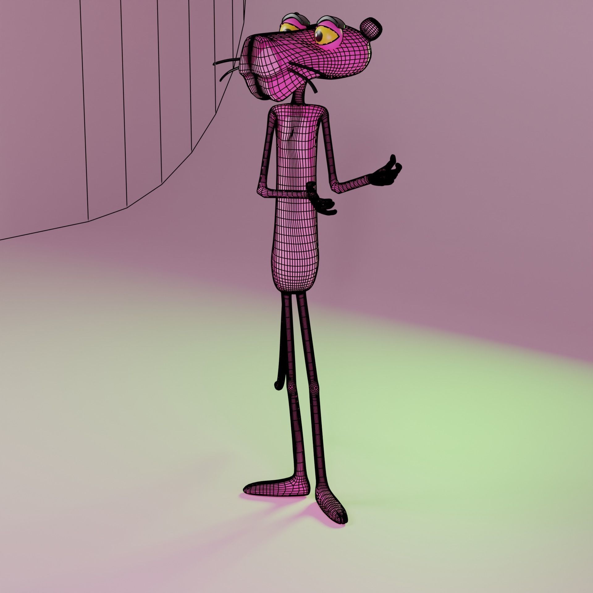 pink panther character Low-poly 3D model_5