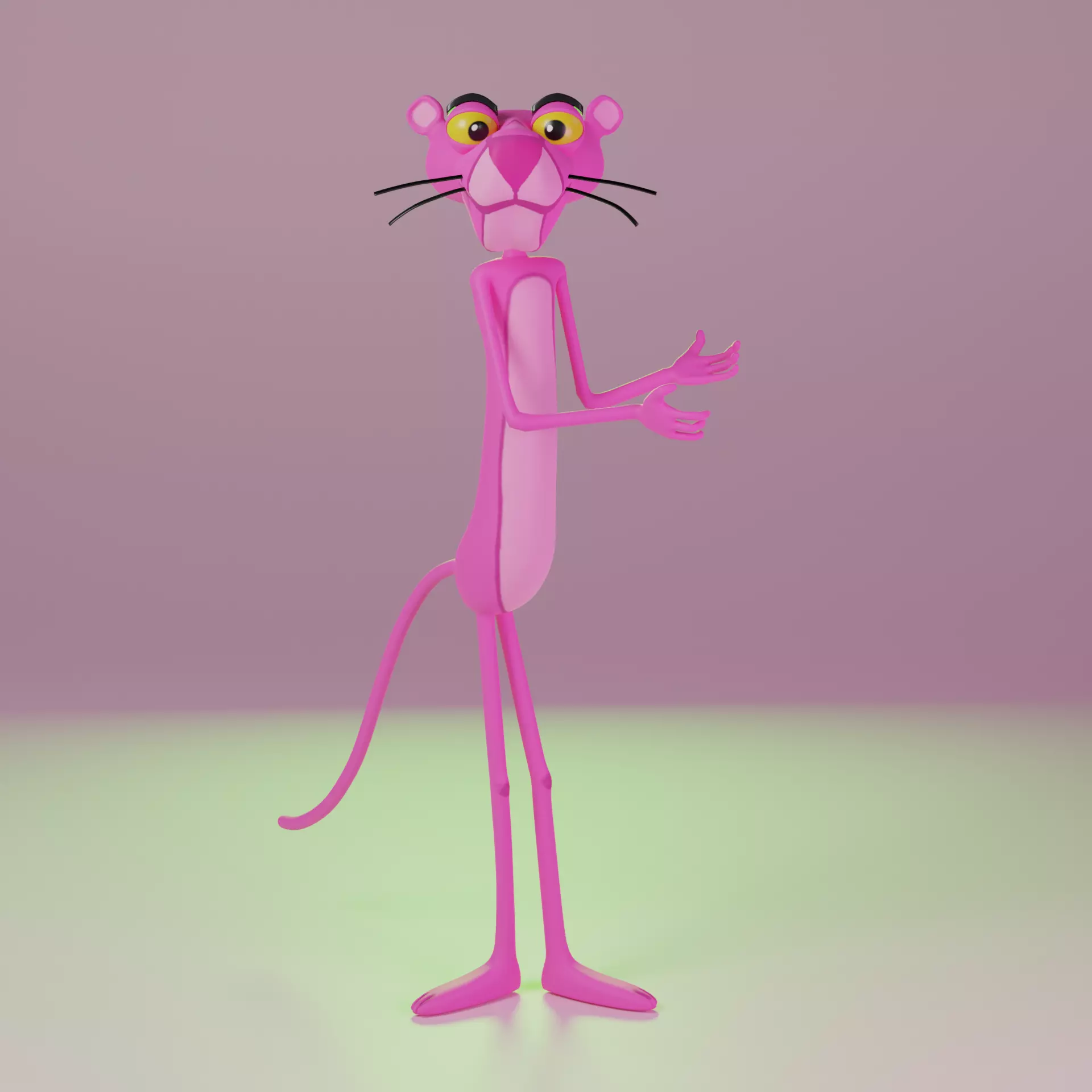 pink panther character Low-poly 3D model_0