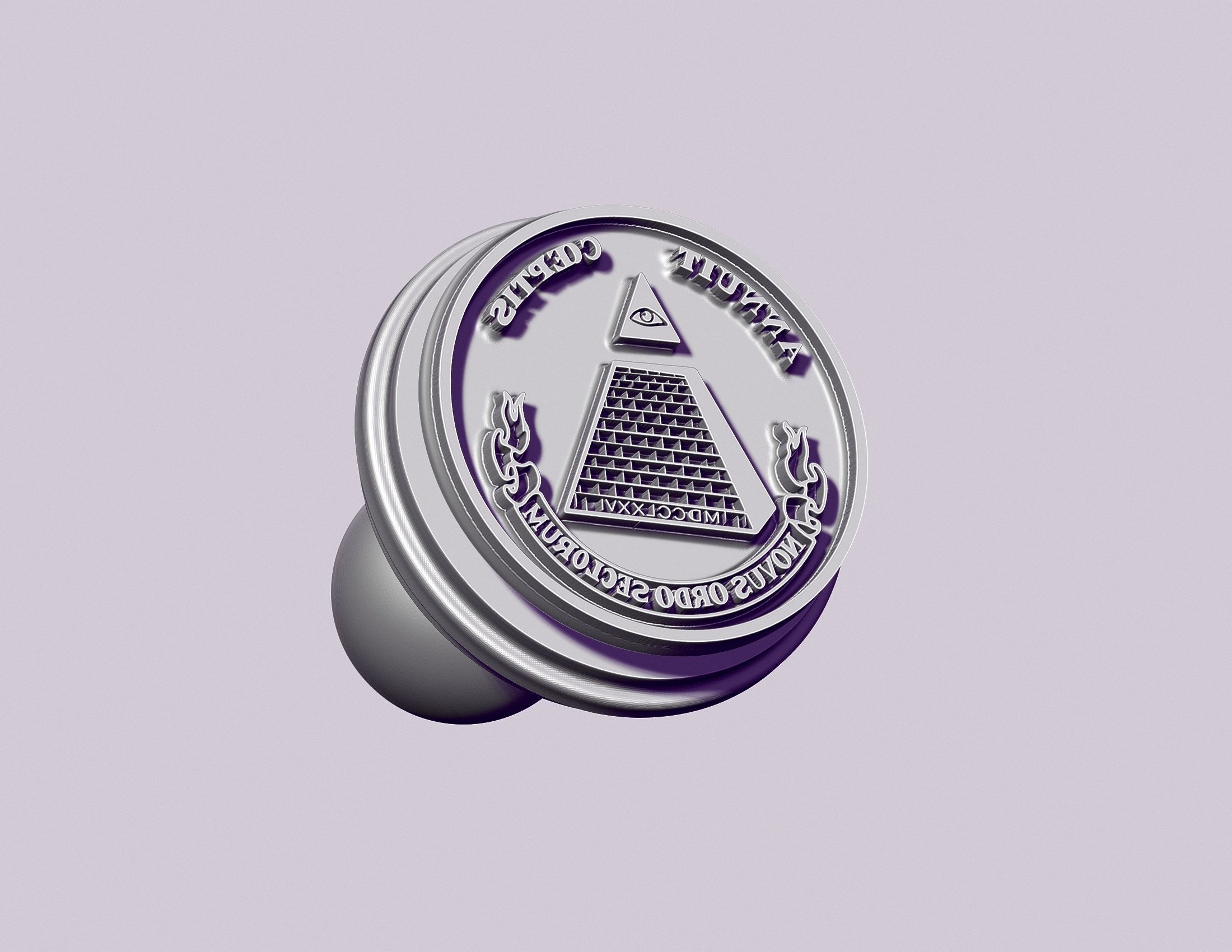 stamp seal with Masonic symbols 3D print model_3