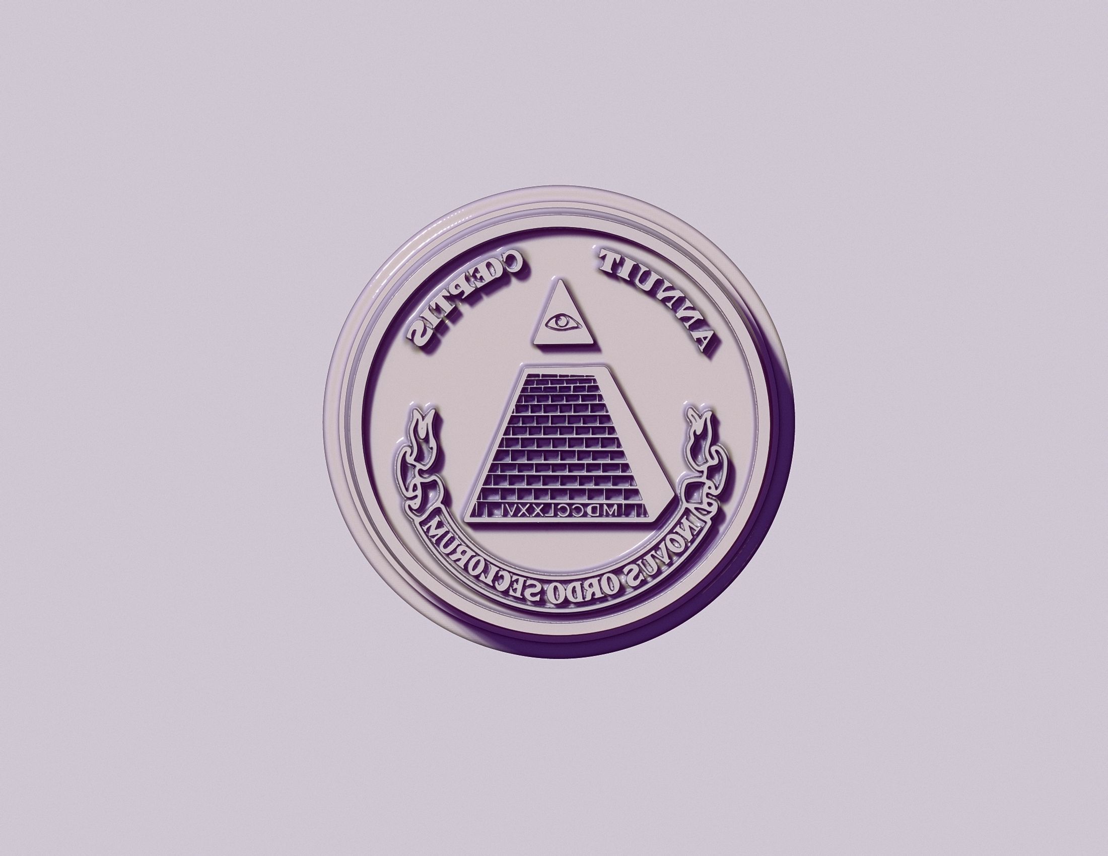 stamp seal with Masonic symbols 3D print model_6