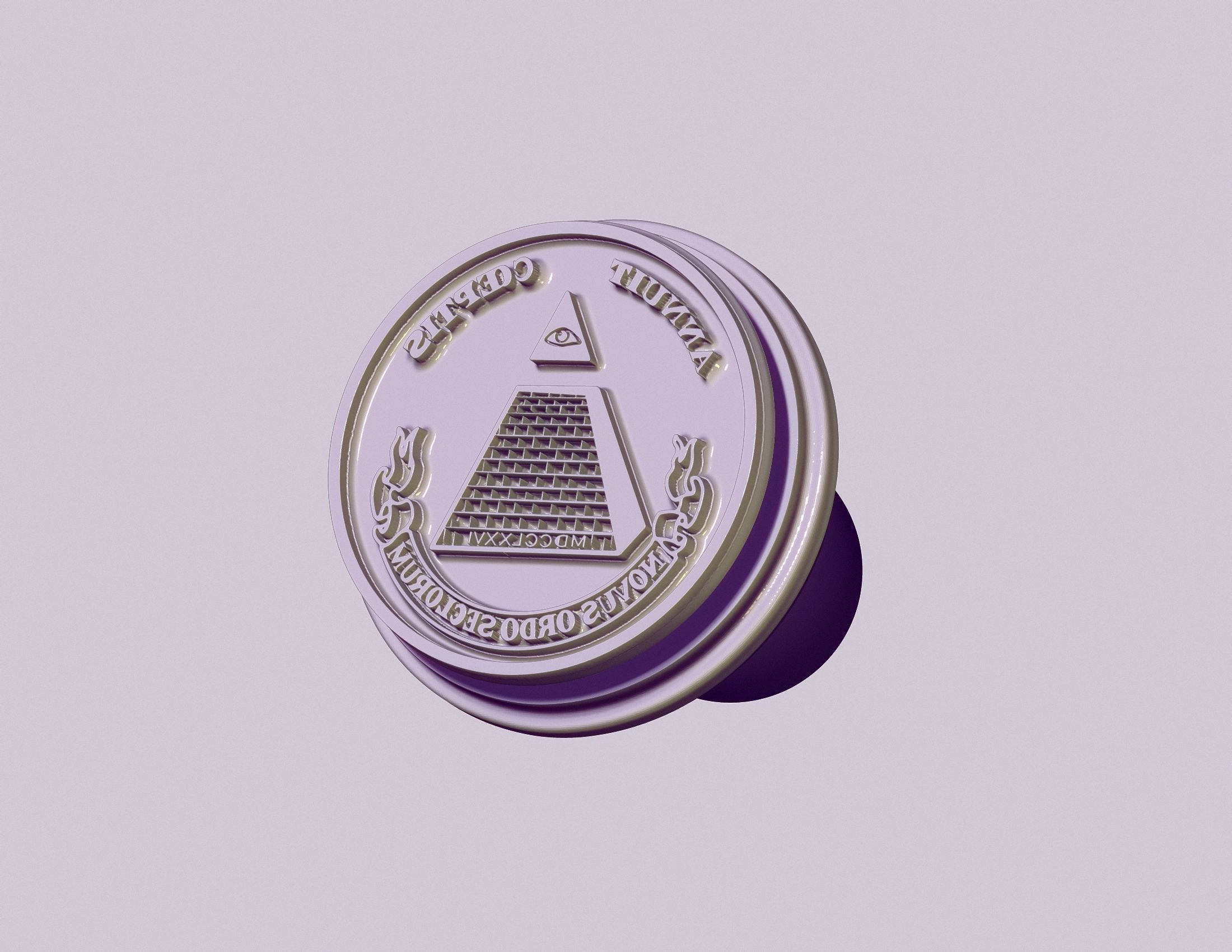 stamp seal with Masonic symbols 3D print model_4
