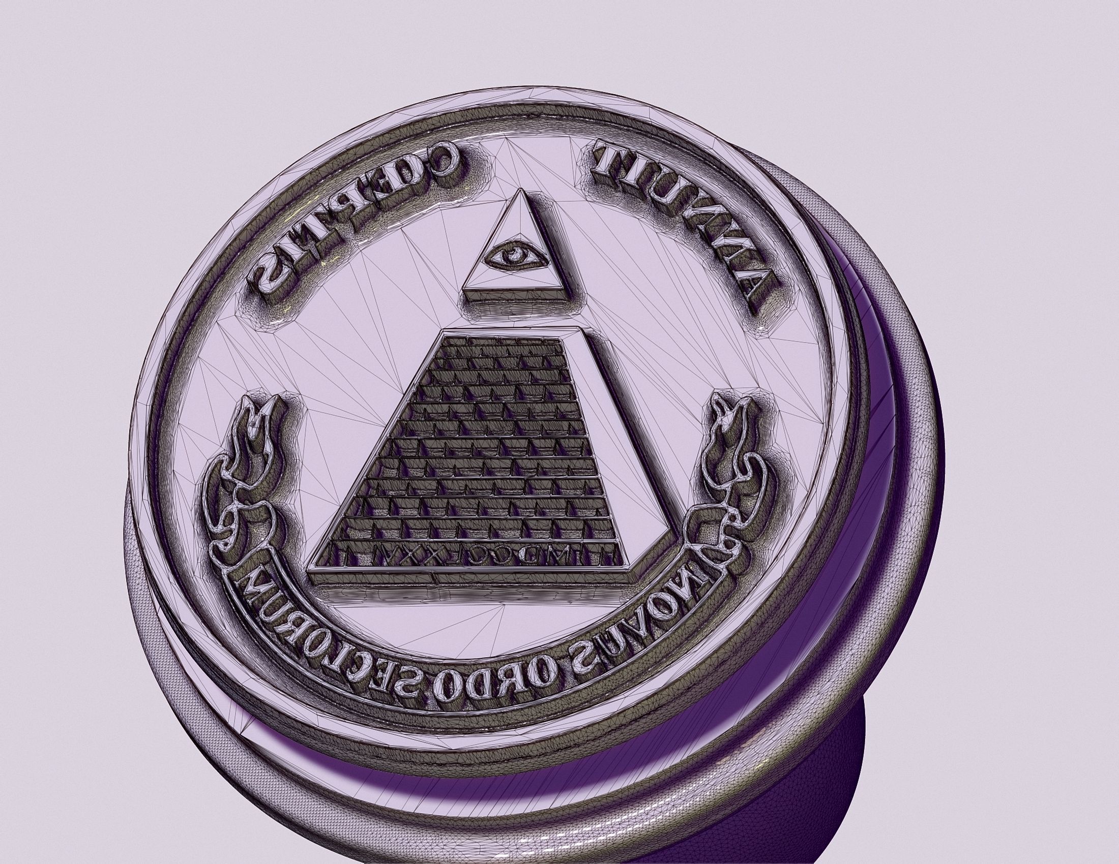 stamp seal with Masonic symbols 3D print model_8