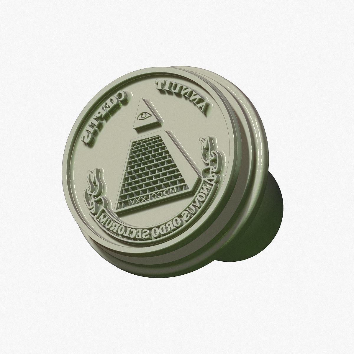 stamp seal with Masonic symbols 3D print model_2