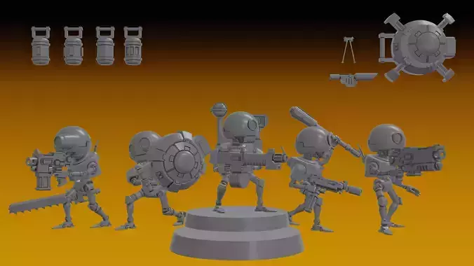 AUXILIARY SERVOCORES - ASSISTANT DROID SQUAD -MONOPOSE- 28mm 3D print model