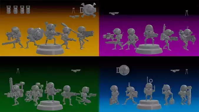 SERVOCORE ALL FACTIONS - ASSISTANT DROID SQUAD -MONOPOSE- 28mm 3D print model