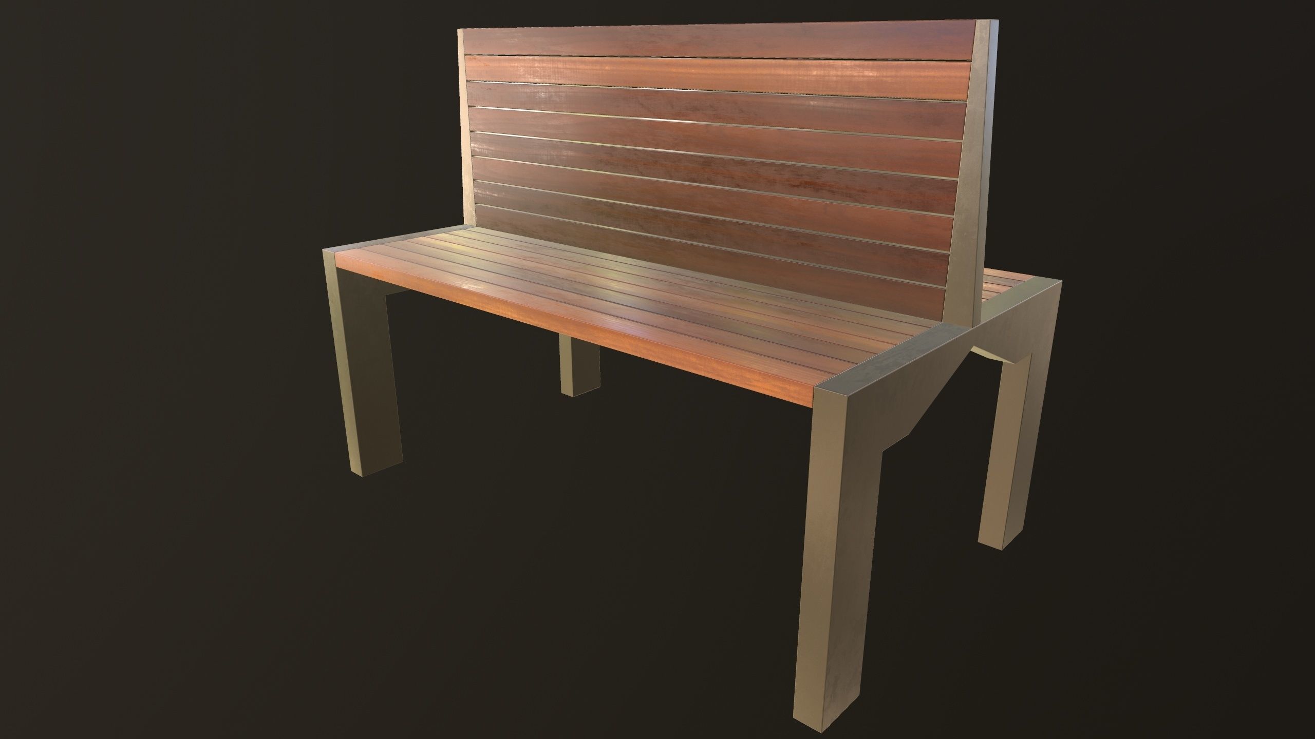 Modern Bench VR 3D Model Low-poly 3D model_5