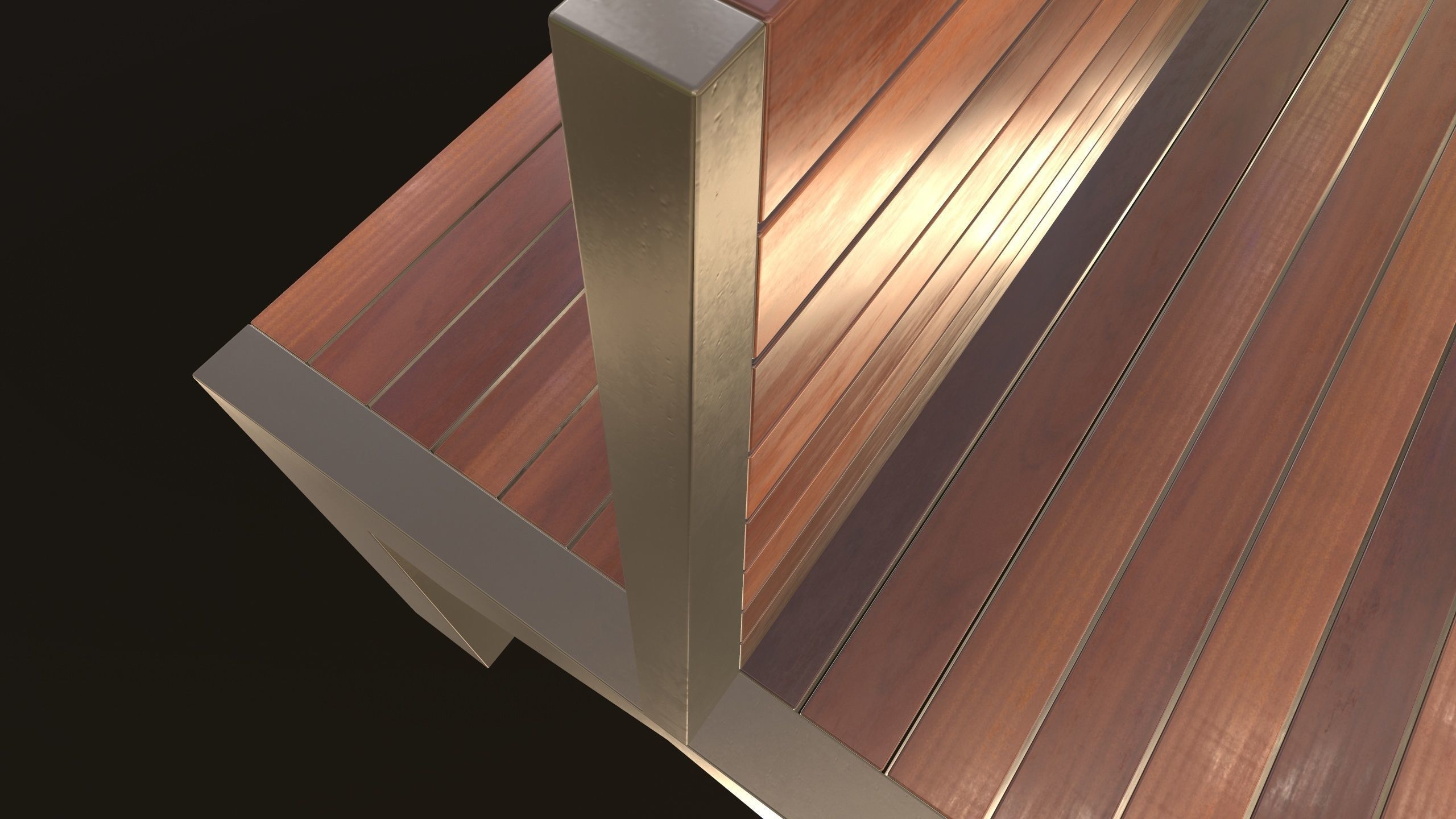 Modern Bench VR 3D Model Low-poly 3D model_14