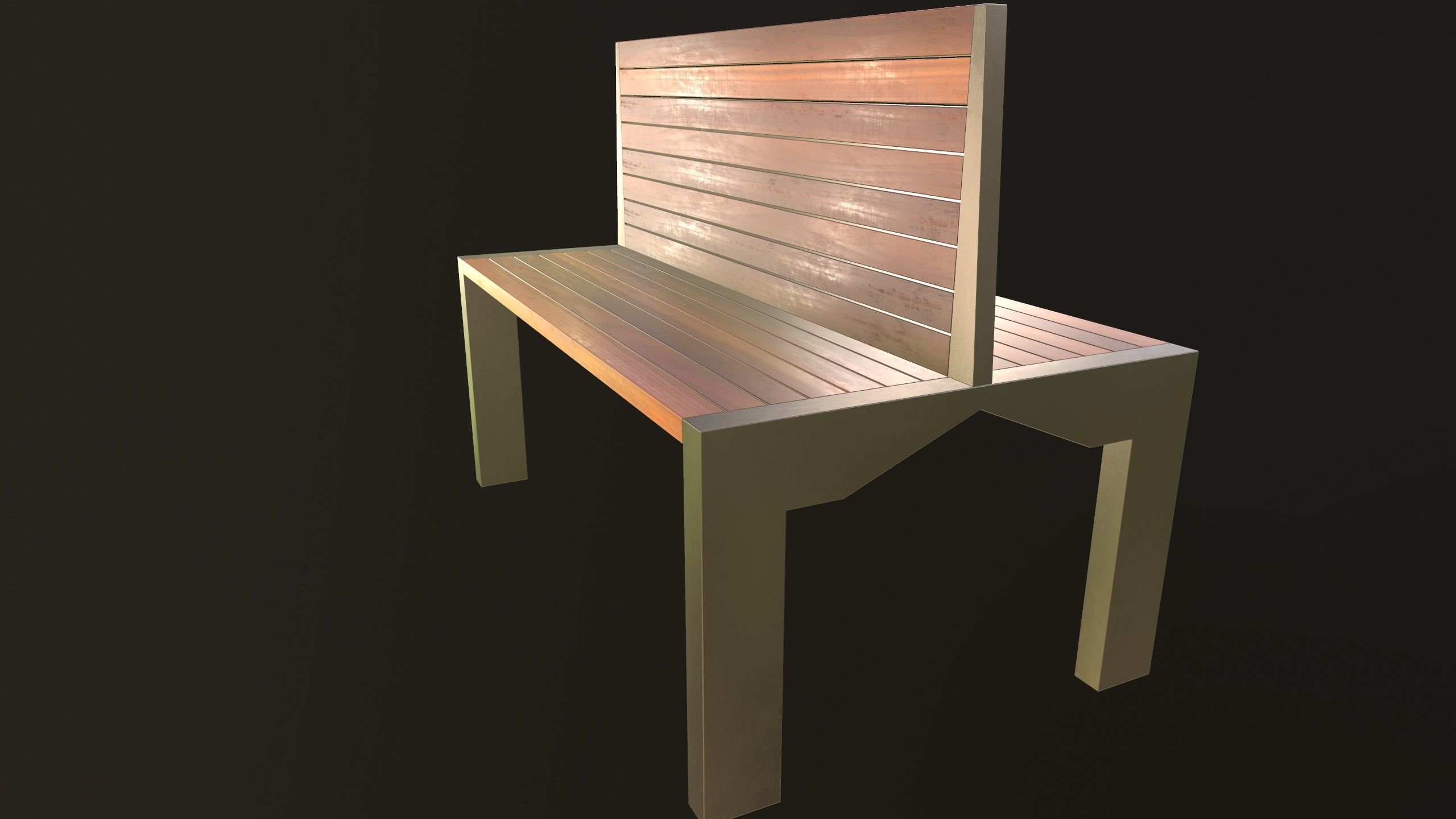 Modern Bench VR 3D Model Low-poly 3D model_6