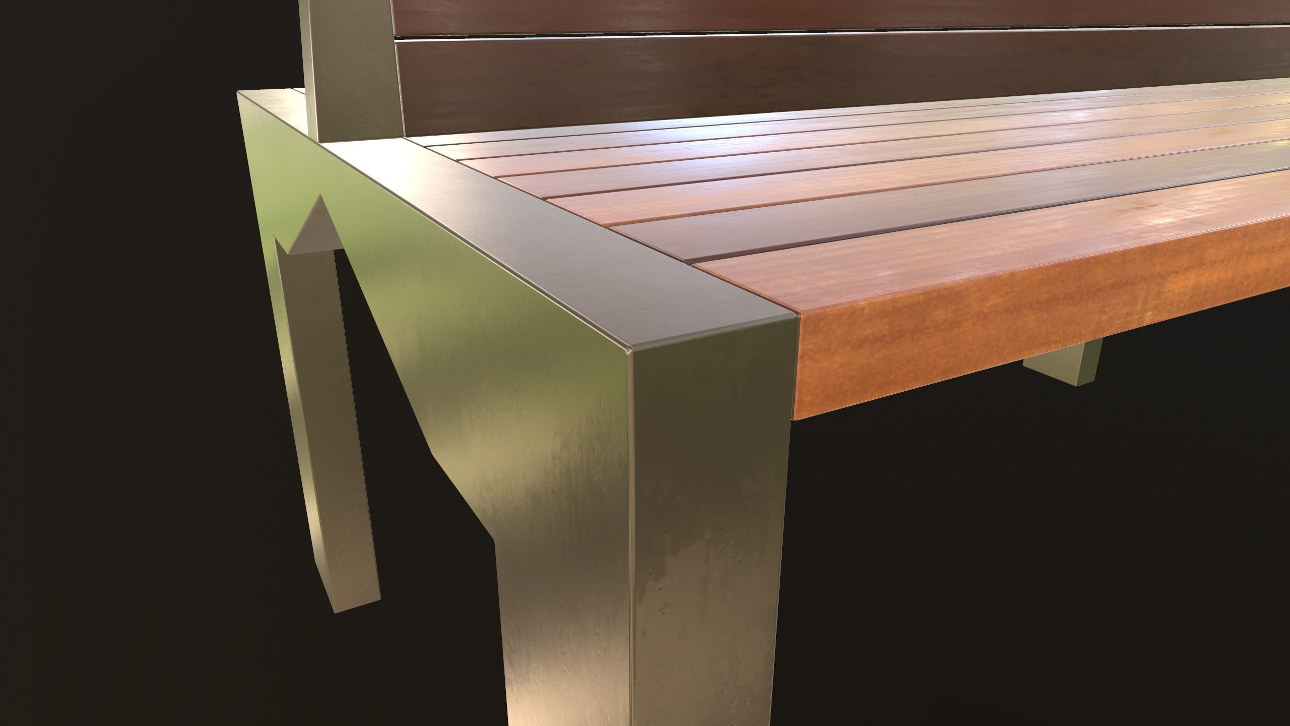 Modern Bench VR 3D Model Low-poly 3D model_10