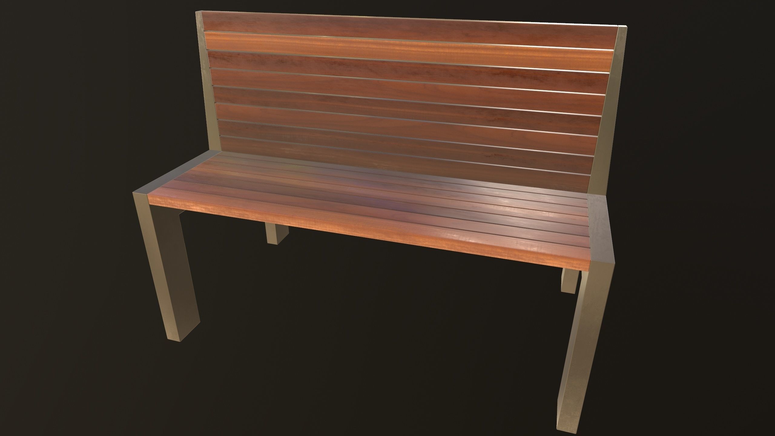 Modern Bench VR 3D Model Low-poly 3D model_4