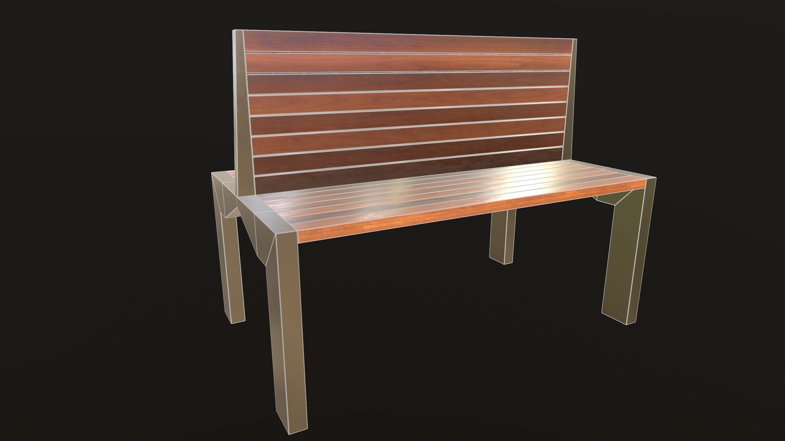 Modern Bench VR 3D Model Low-poly 3D model_15