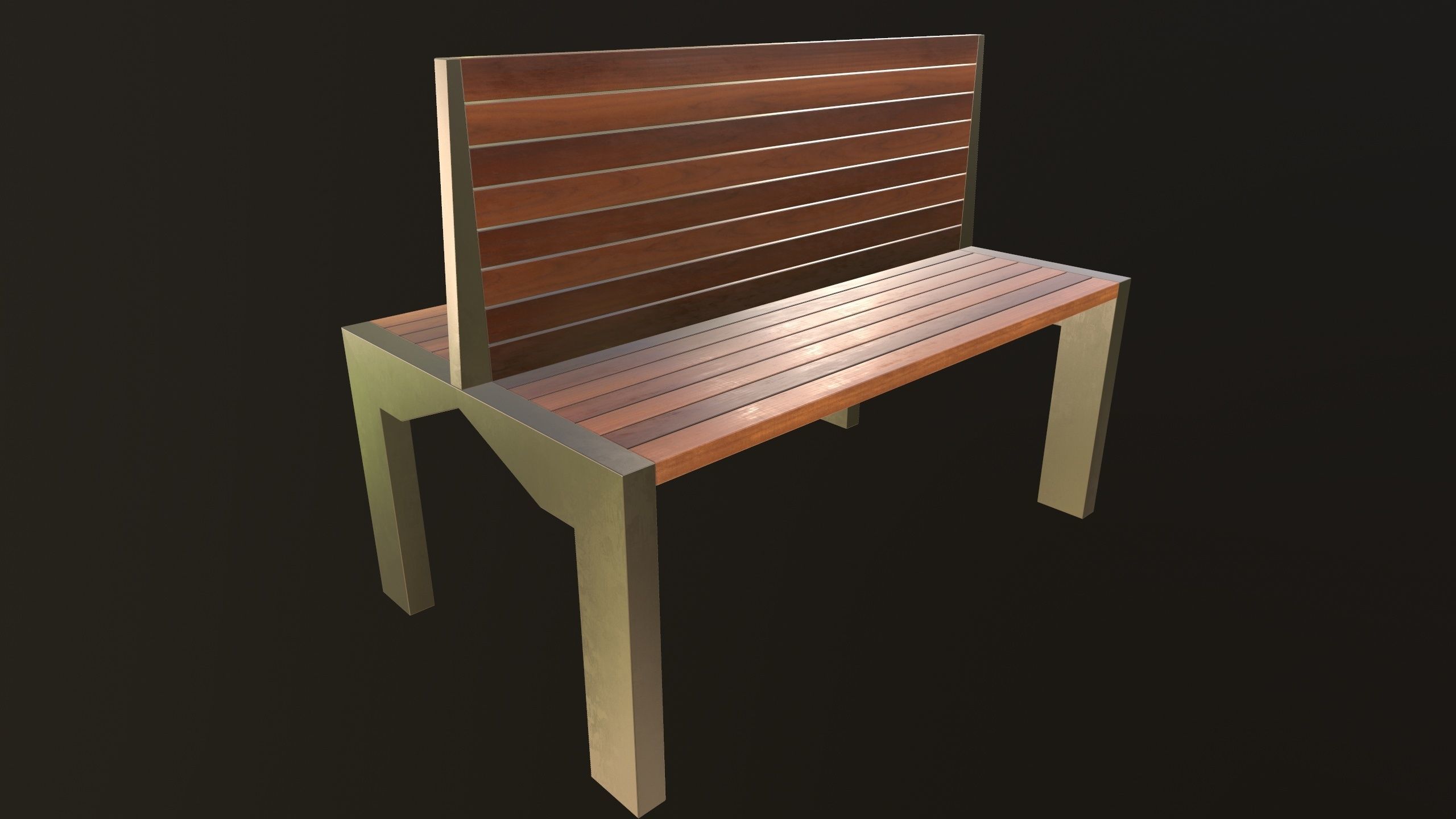 Modern Bench VR 3D Model Low-poly 3D model_8