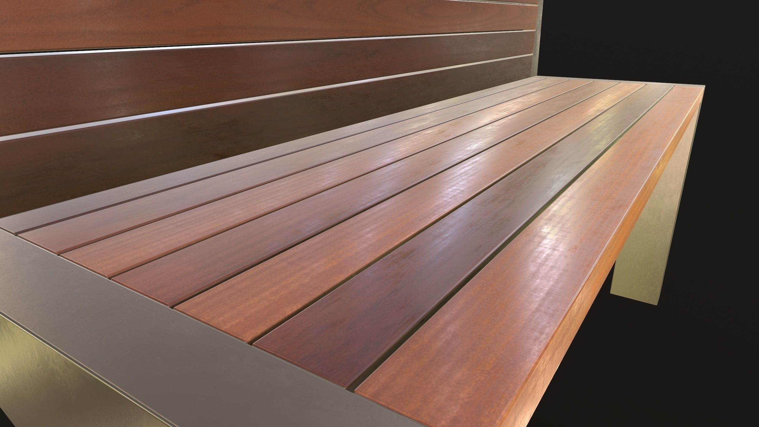 Modern Bench VR 3D Model Low-poly 3D model_11