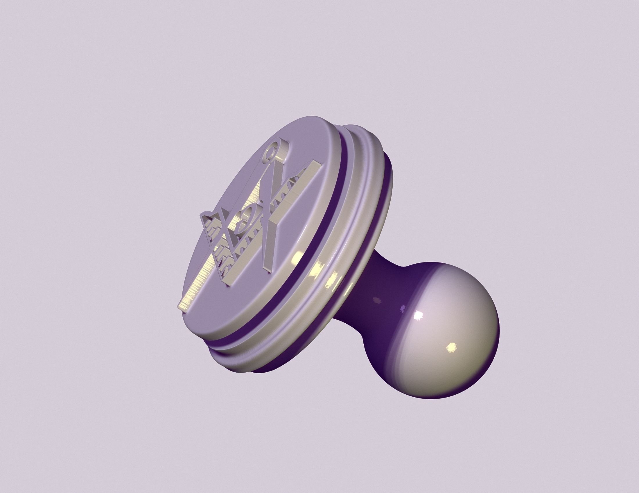 stamp seal with Masonic symbols 3D print model_2