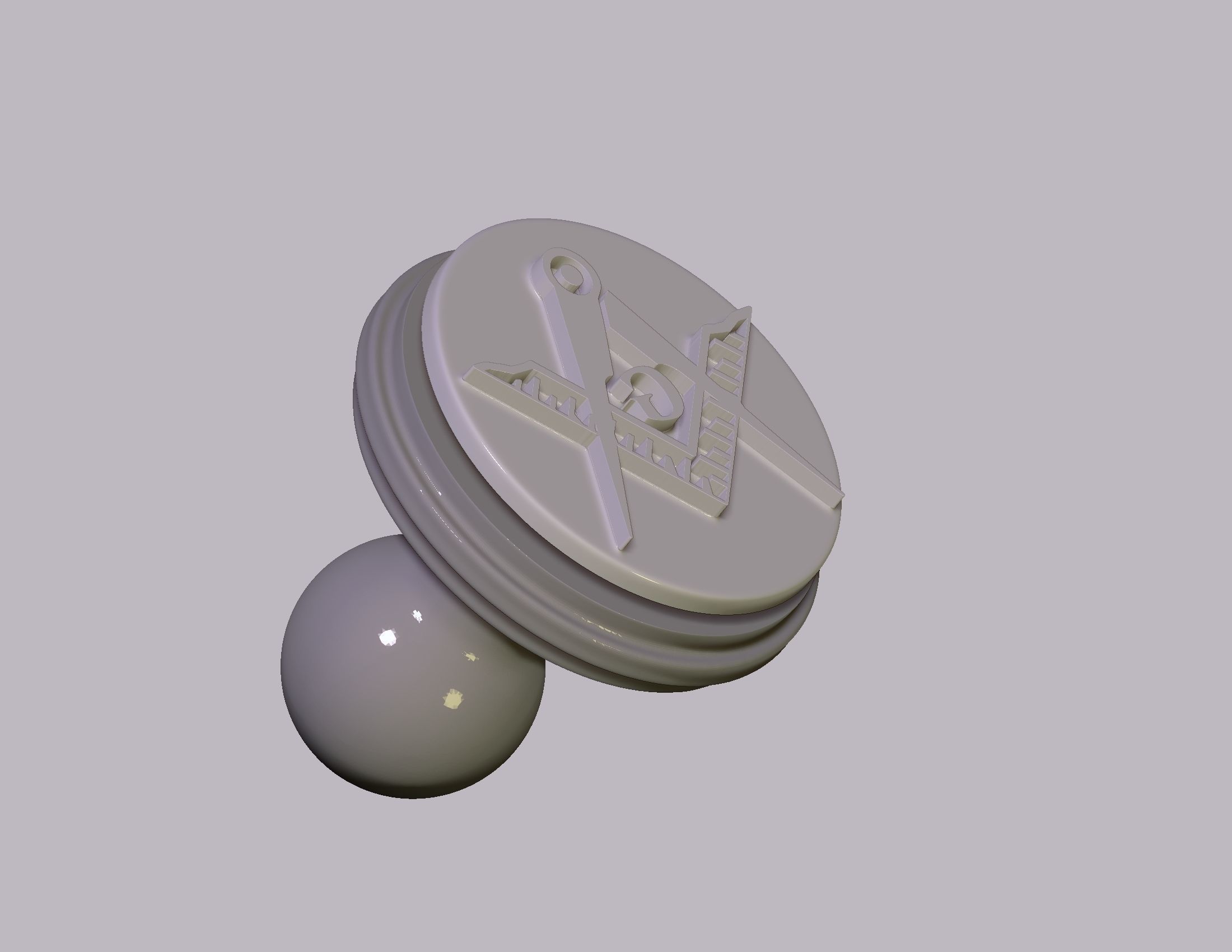 stamp seal with Masonic symbols 3D print model_3