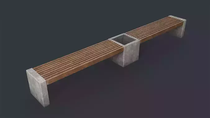 Modern Outdoor Bench 36 PBR Game Ready Low-poly 3D model