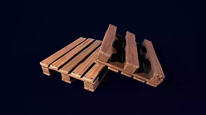 Wooden stylized pallet Low-poly 3D model