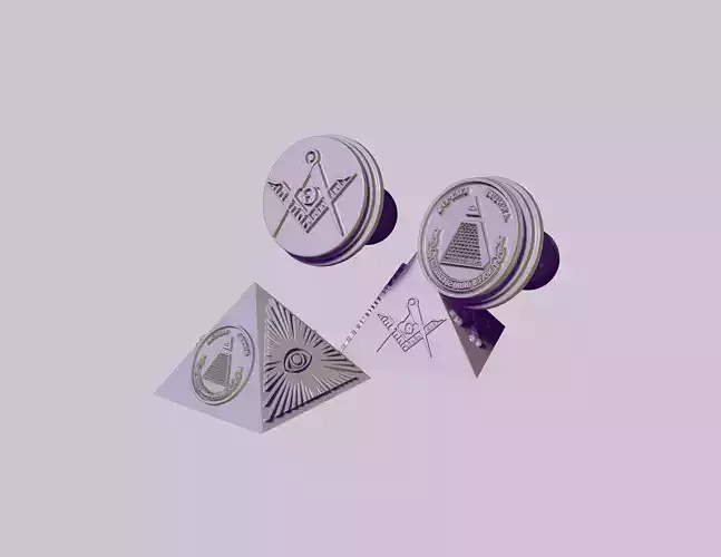 seals and a pyramid with Masonic symbols 3D Model Collection