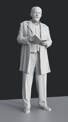 3D printable human figure Sculpture of a man with a book 3D print model