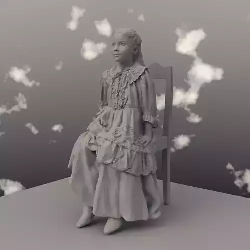 3D printable figure Young girl sitting on a chair 