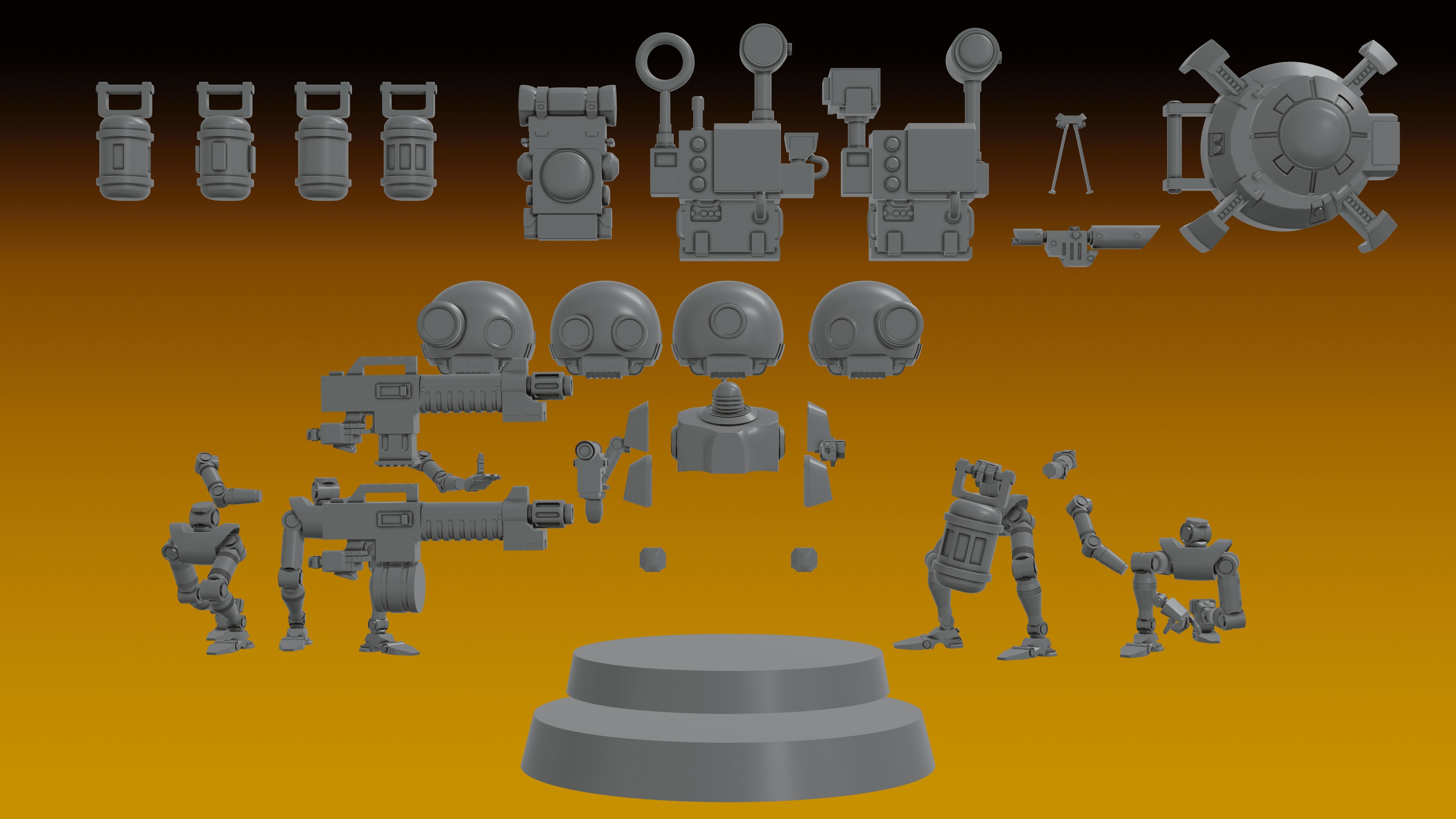 AUXILIARY SERVOCORES - ASSISTANT DROID SQUAD -IN PARTS- 28mm 3D print model_5