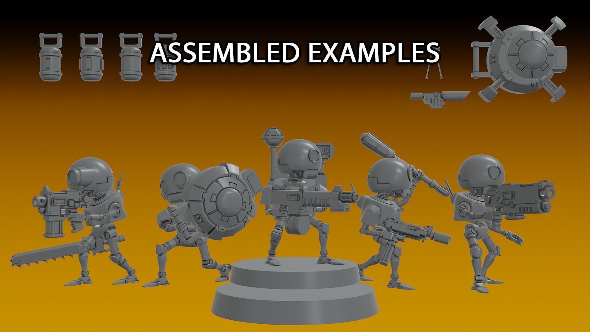 AUXILIARY SERVOCORES - ASSISTANT DROID SQUAD -IN PARTS- 28mm 3D print model_1
