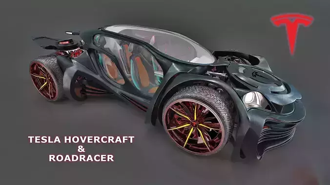 2022 TESLA  HOVERCRAFT  ROADRACER Low-poly 3D model