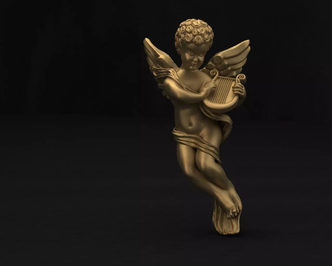 The Angel Playing Harp 3D Model 3D print model_0