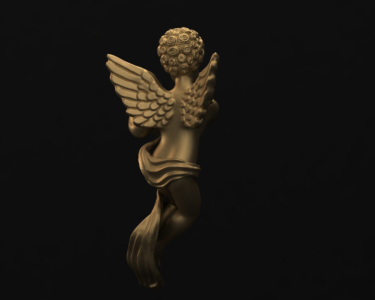 The Angel Playing Harp 3D Model 3D print model_1