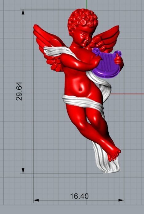 The Angel Playing Harp 3D Model 3D print model_4