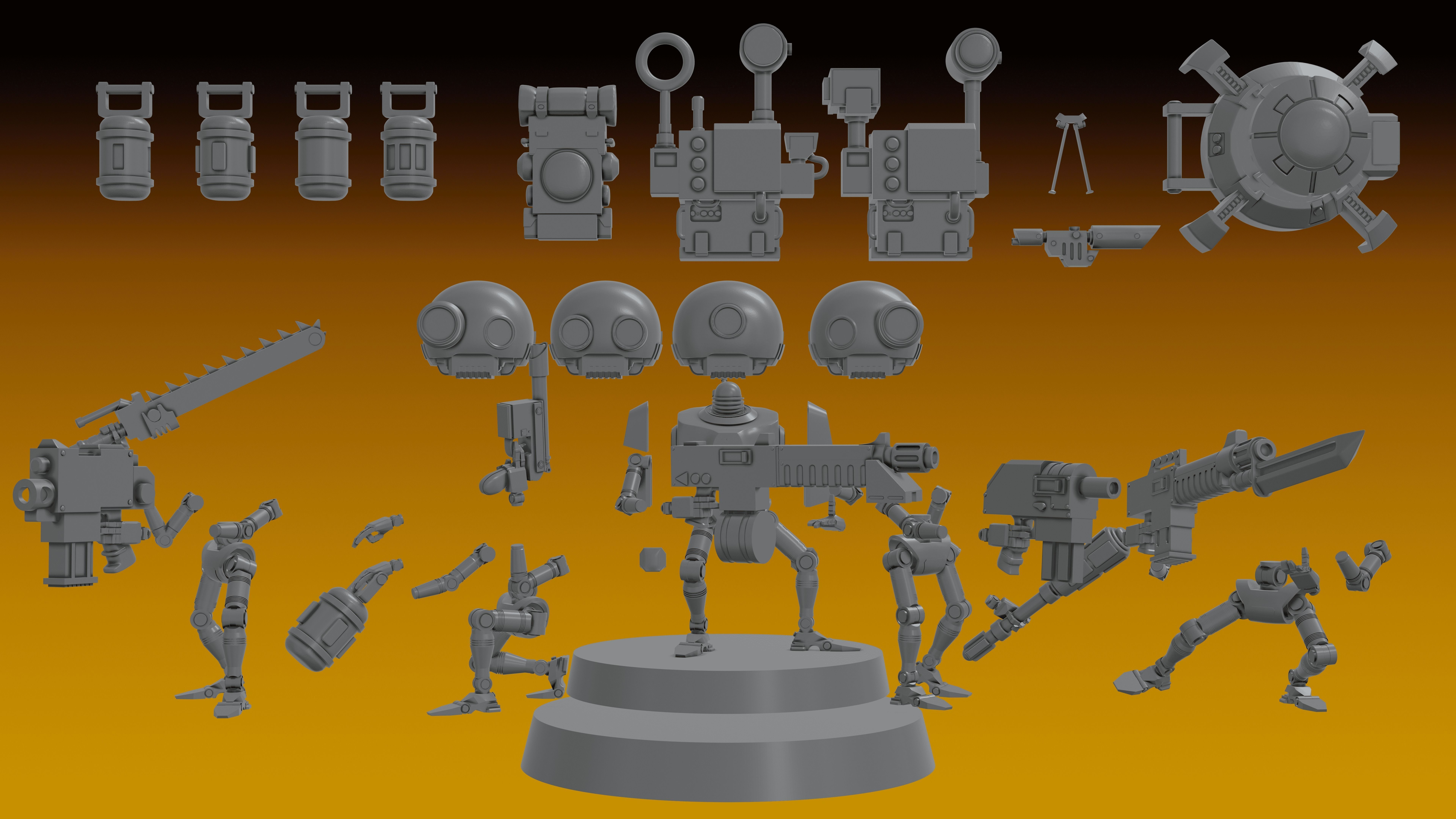 SERVOCORE ALL FACTIONS - ASSISTANT DROID SQUAD -IN PARTS- 28mm 3D print model_11