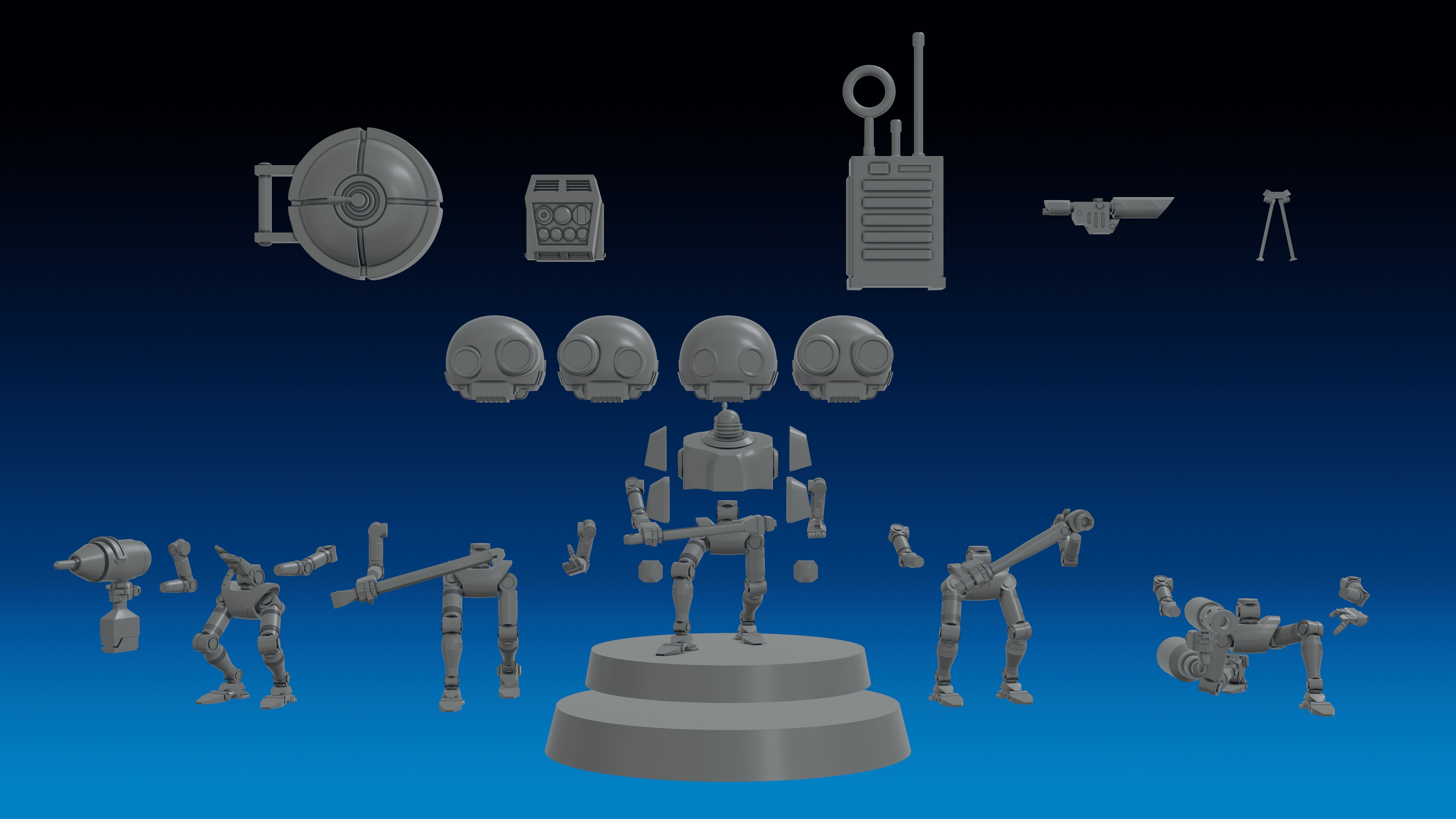SERVOCORE ALL FACTIONS - ASSISTANT DROID SQUAD -IN PARTS- 28mm 3D print model_13