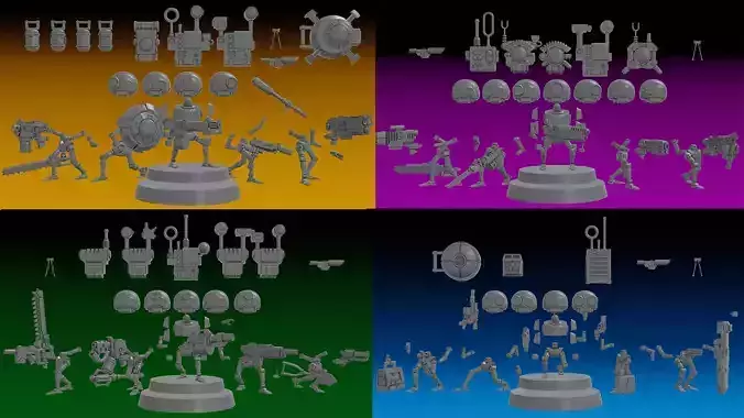 SERVOCORE ALL FACTIONS - ASSISTANT DROID SQUAD -IN PARTS- 28mm 3D print model