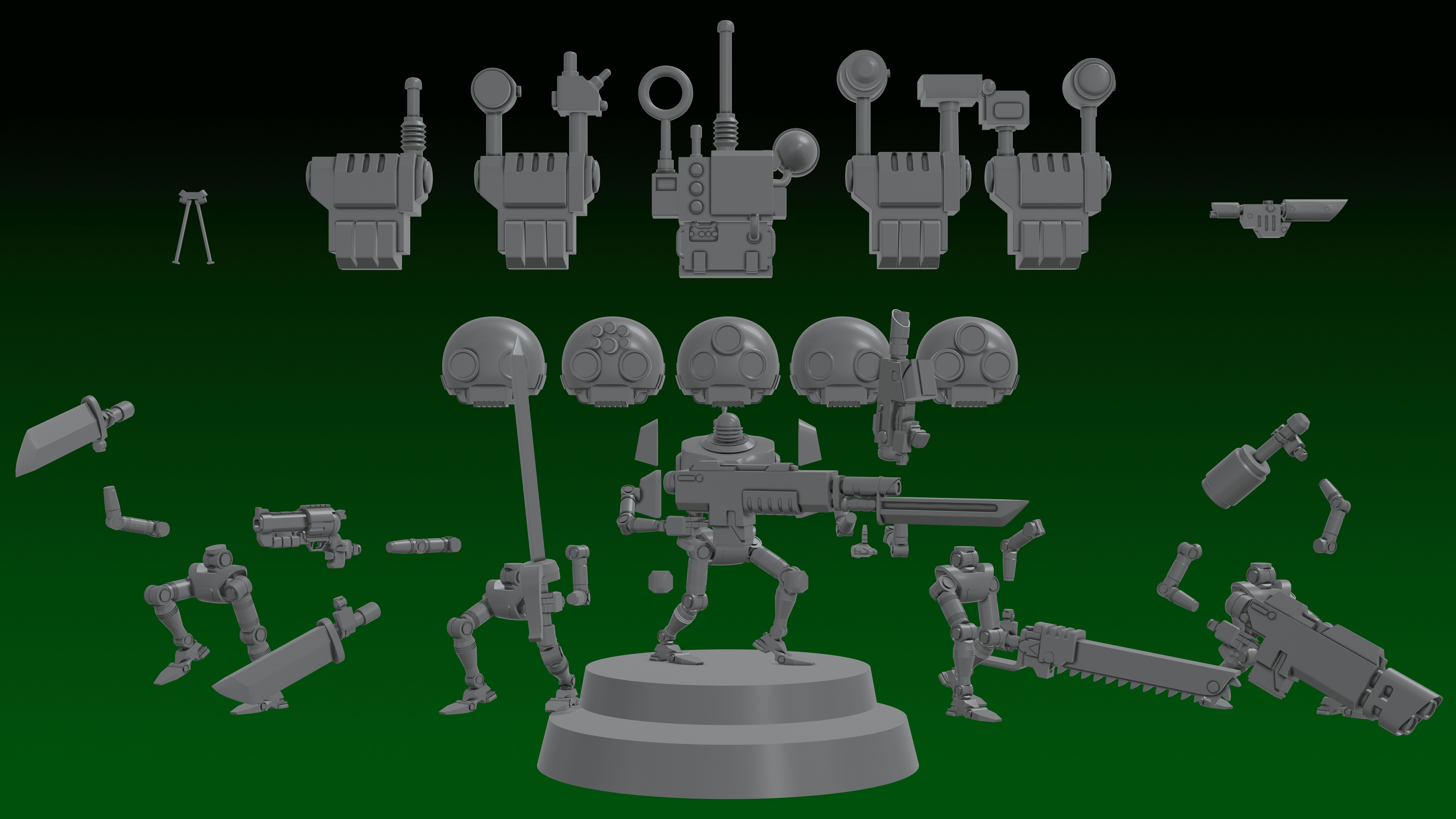 SERVOCORE ALL FACTIONS - ASSISTANT DROID SQUAD -IN PARTS- 28mm 3D print model_7