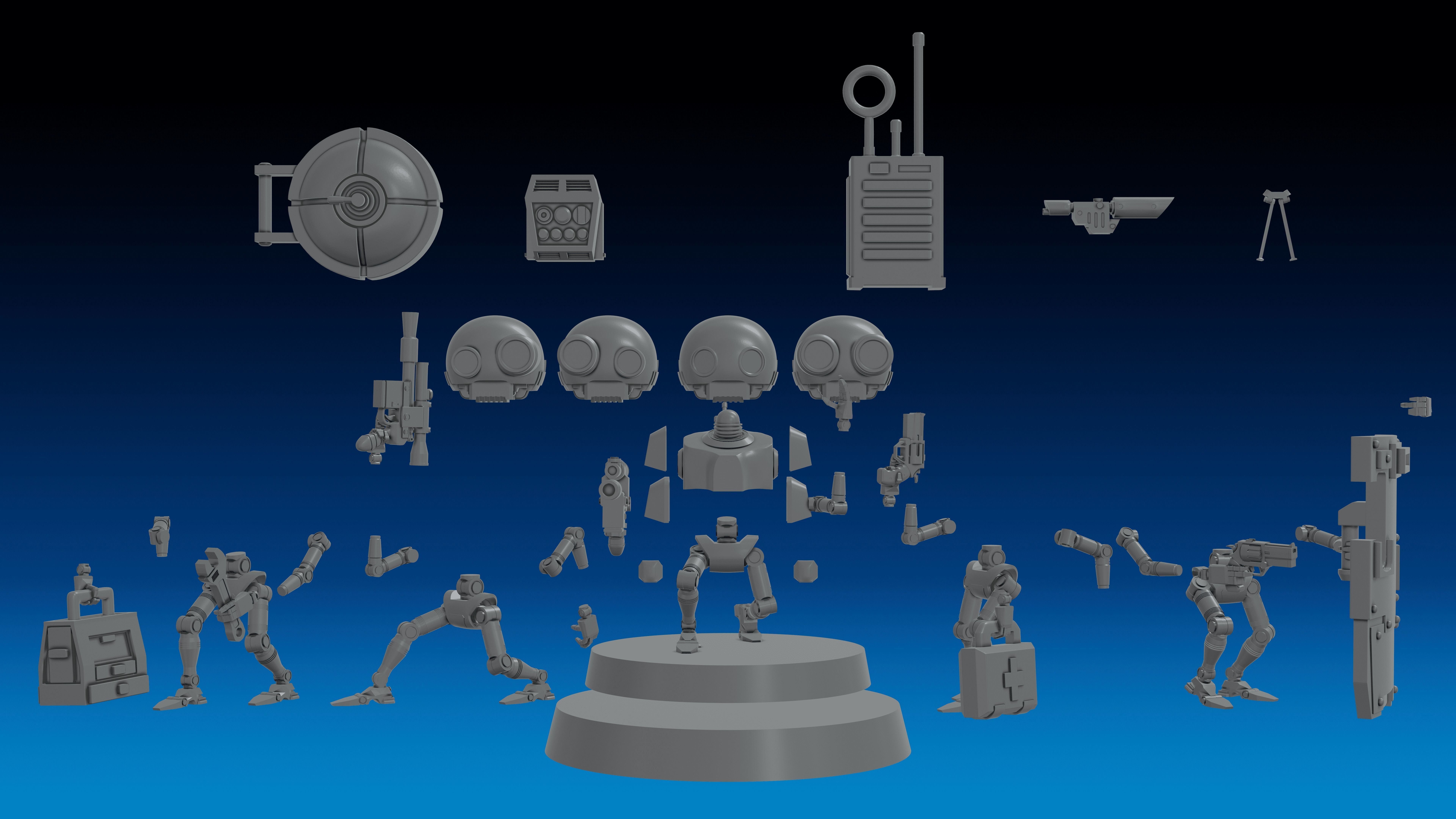 SERVOCORE ALL FACTIONS - ASSISTANT DROID SQUAD -IN PARTS- 28mm 3D print model_14