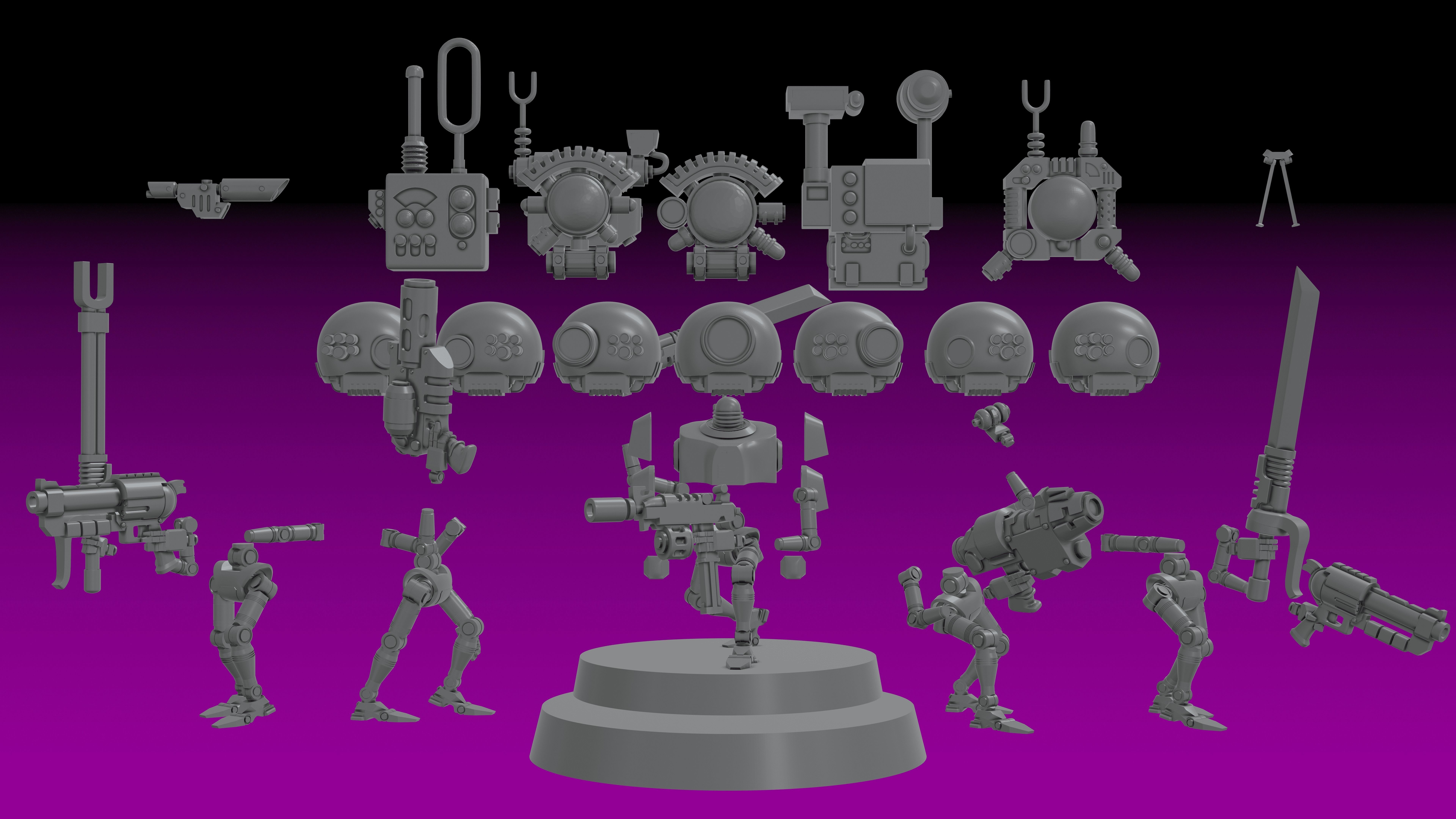 SERVOCORE ALL FACTIONS - ASSISTANT DROID SQUAD -IN PARTS- 28mm 3D print model_9