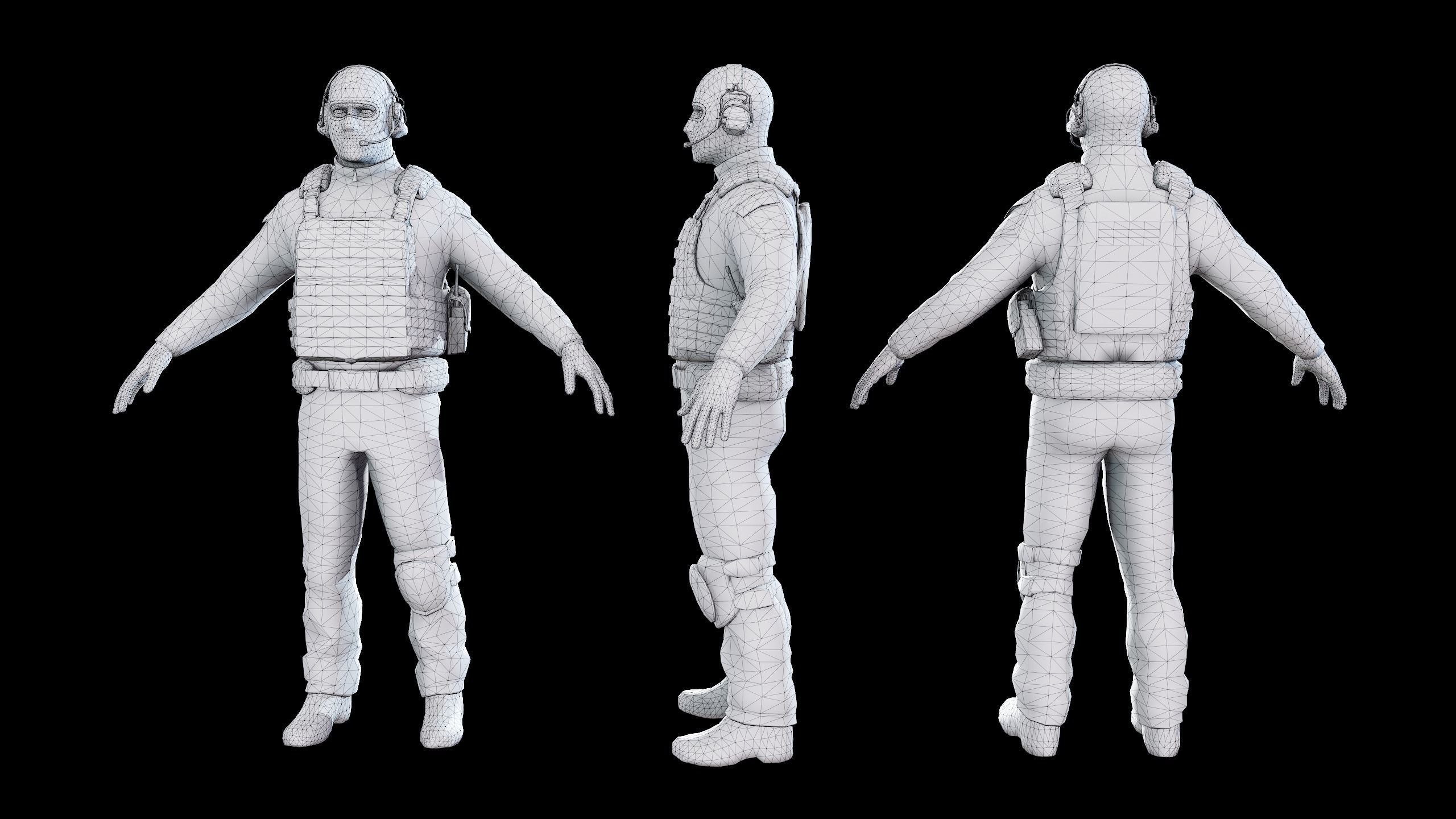 Terrorist Low-poly 3D model_7