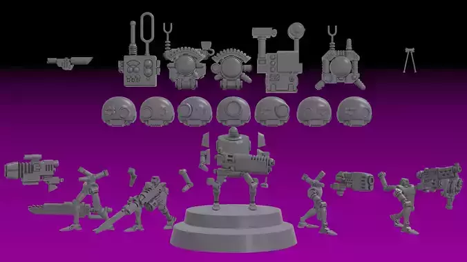 ENGINE CULT SERVOCORES - ASSISTANT DROID SQUAD -IN PARTS- 28mm